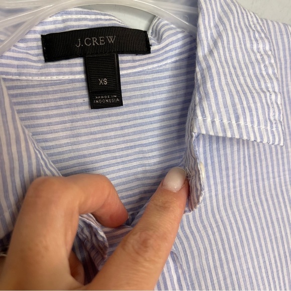 J Crew Blue White Stripe Button Up Light Tunic Shirt Dress - Picture 9 of 9